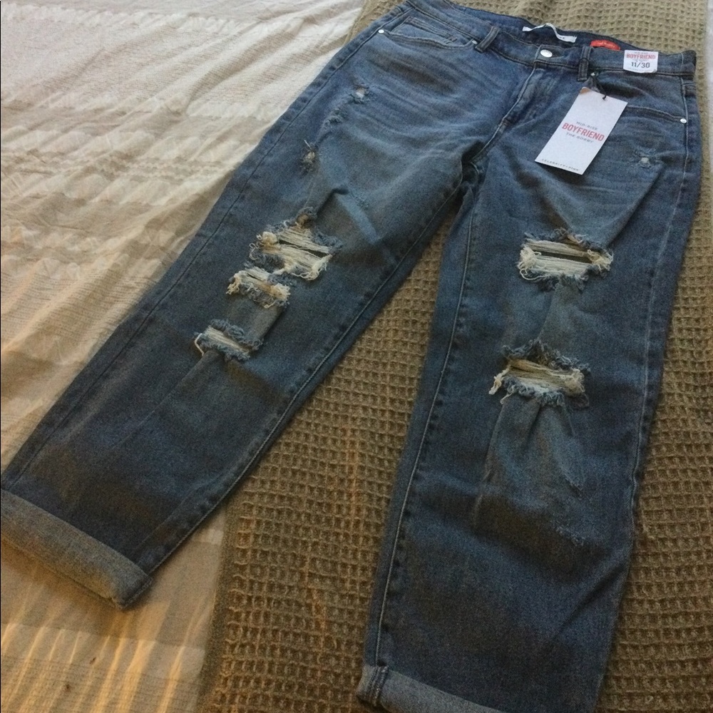 Celebrity pink destructed jeans